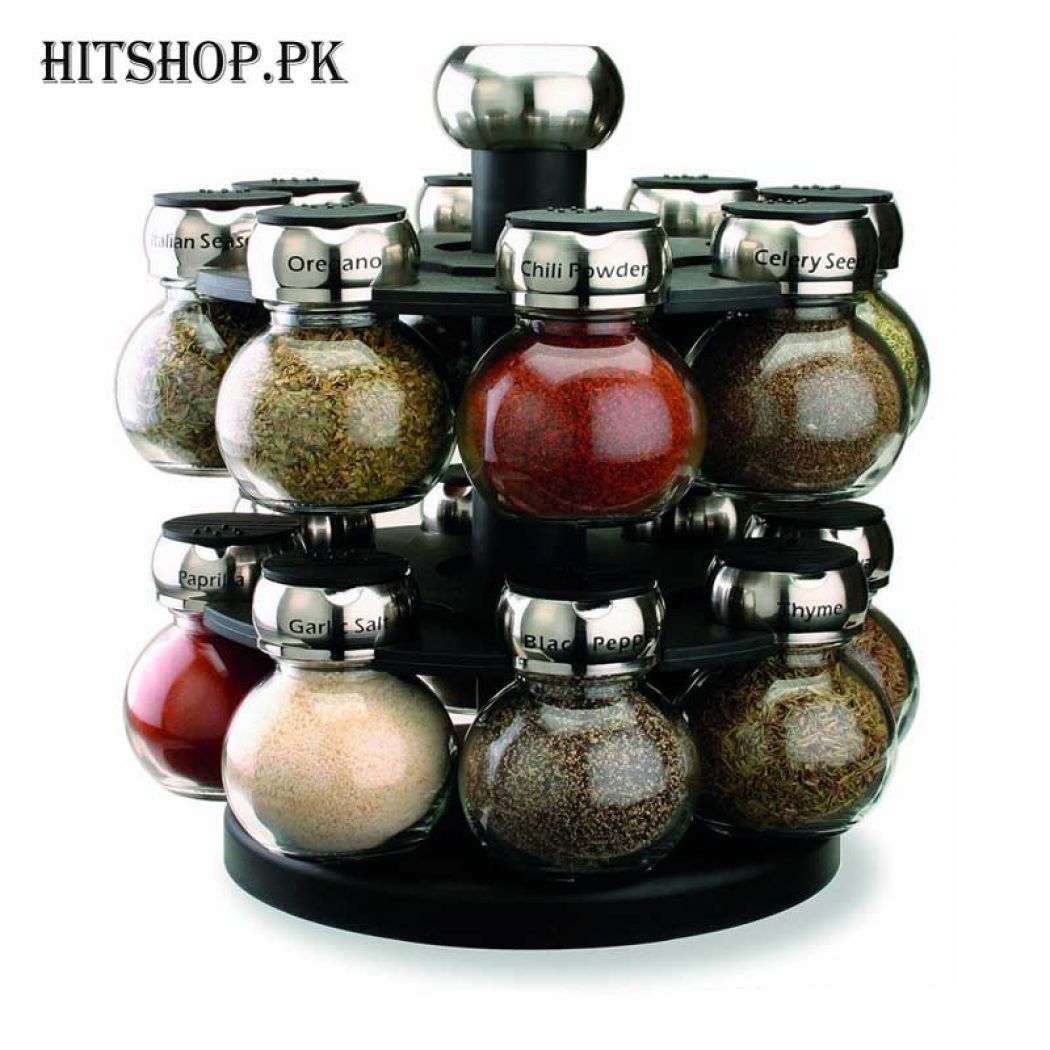 16 Pcs Revolving Spice Masala Jar Rack Stand